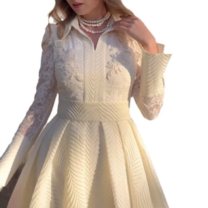 White Lace Floral Maxi Dress Long Sleeve Vintage Formal