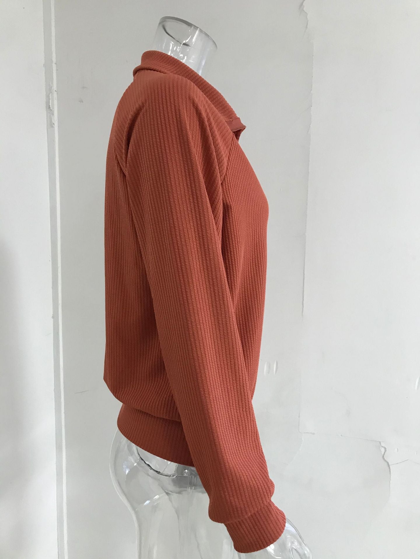 Oversized Ribbed Zip Up Collared Cardigan