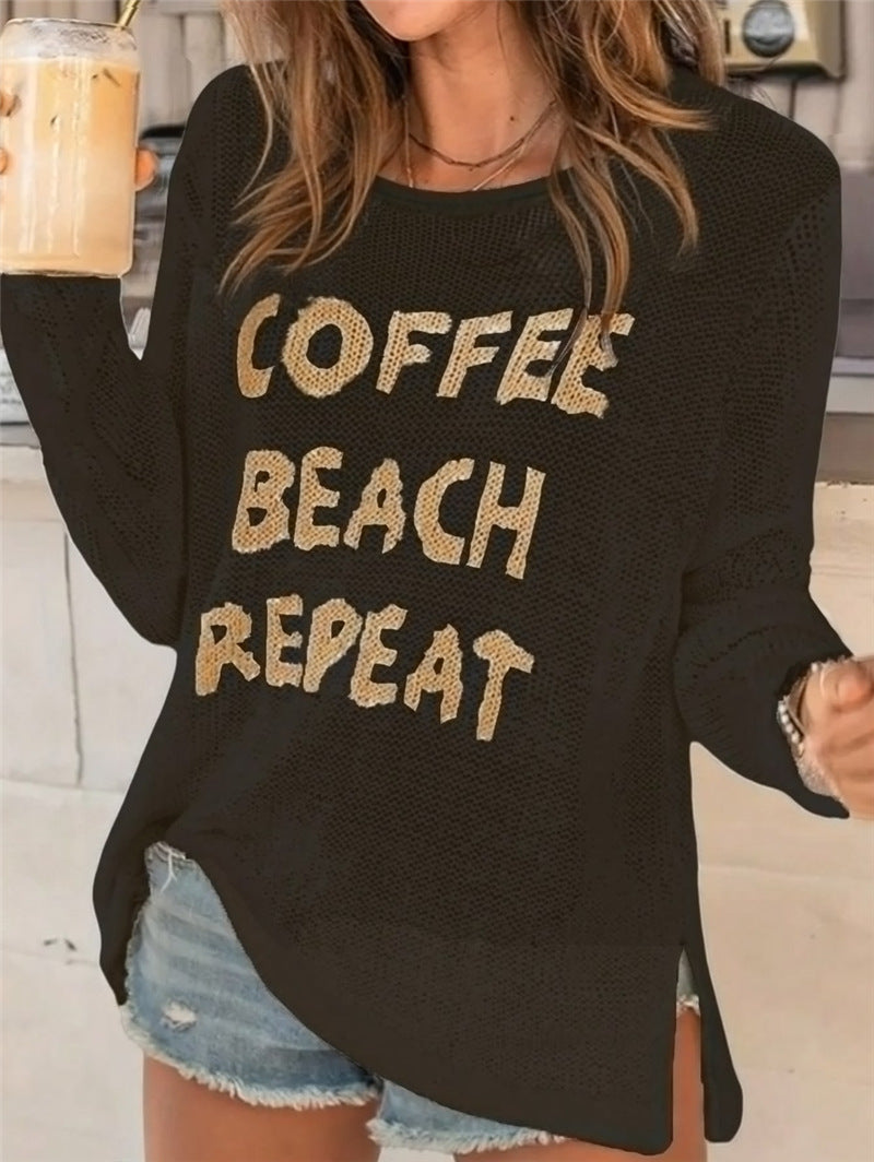 Women's Oversized Casual V-Neck Long Sleeve Top