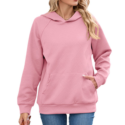 Women's Oversized Textured Hoodie Pullover with Pocket