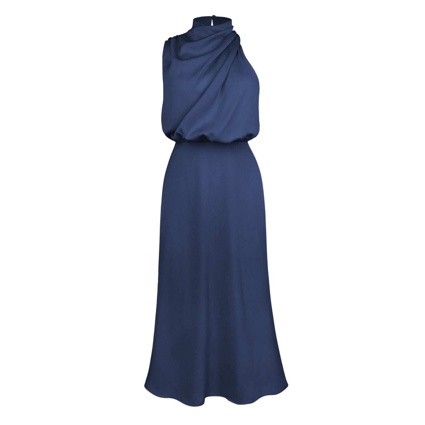 Satin Sleeveless Dress, Elegant Celebrity Evening Dress