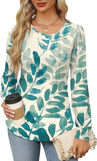 Solid Cotton Pintuck Blouse Long Sleeve Work Top