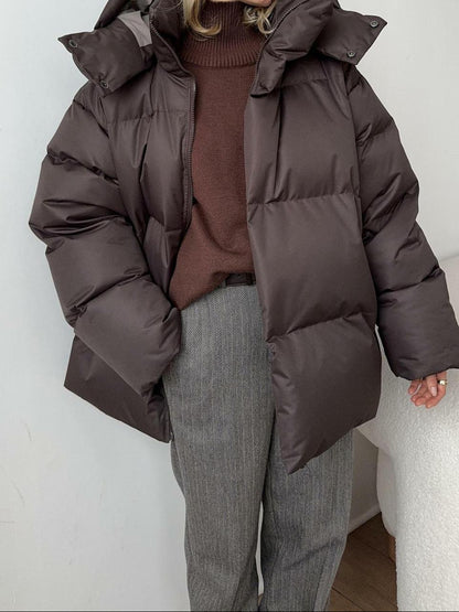 Women's Oversized Cropped Puffer Jacket Thick Winter Coat