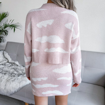 Women's Baiyun Knitted Sweater Hip Skirt Two-piece Set