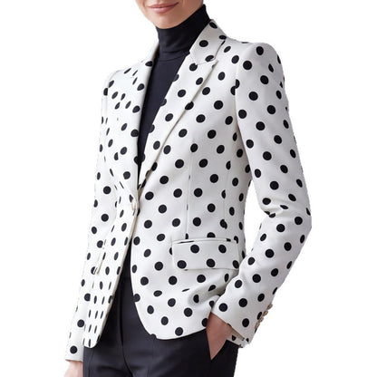 Women's White Polka Dot Tailored Blazer