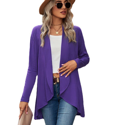 Women's Open Front Long Sleeve Solid Cardigan Sweater