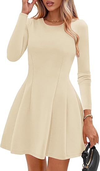 Women's Fall Casual Long Sleeve A-Line Knit Mini Dress