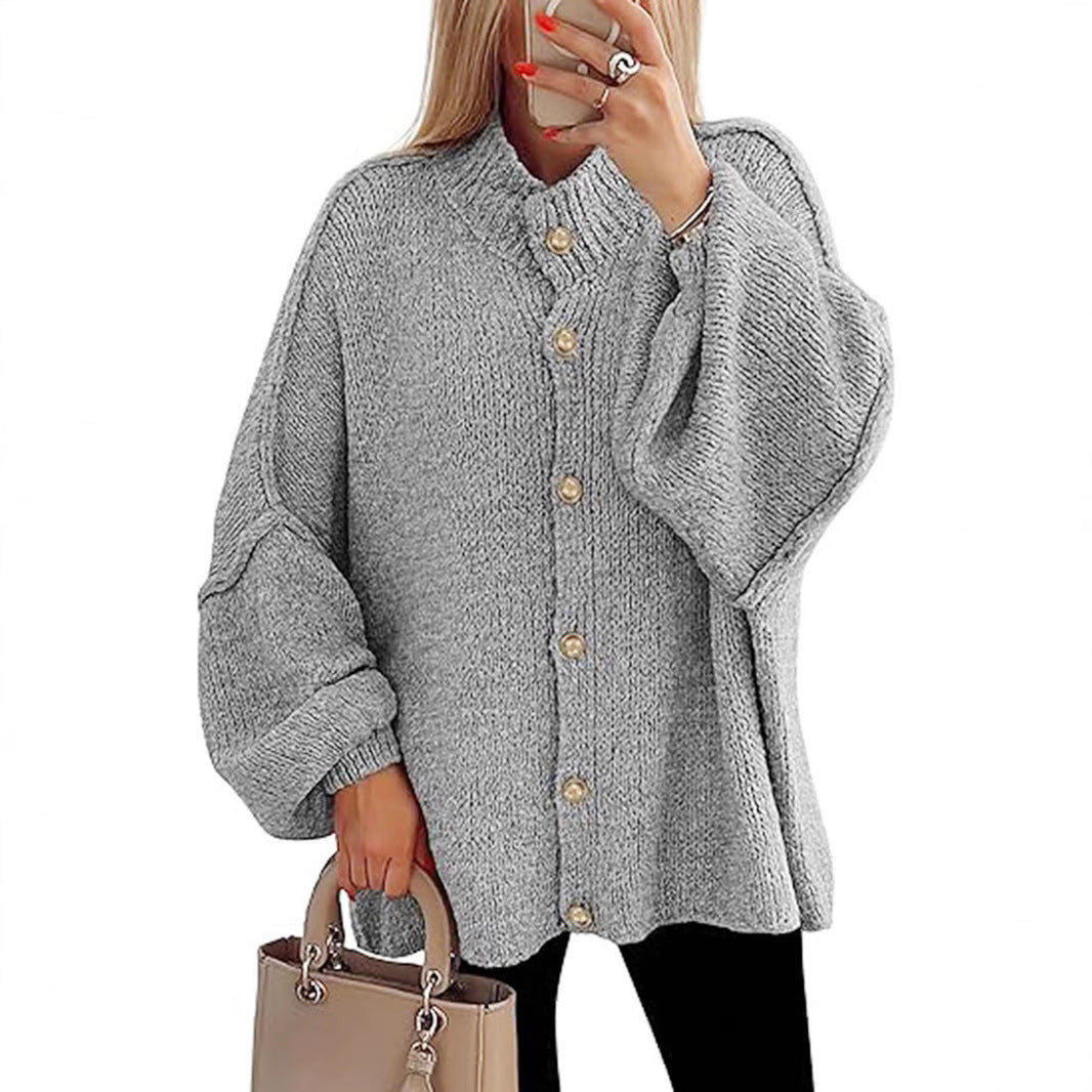 Oversized Chunky Batwing Sleeve Button Front Cardigan