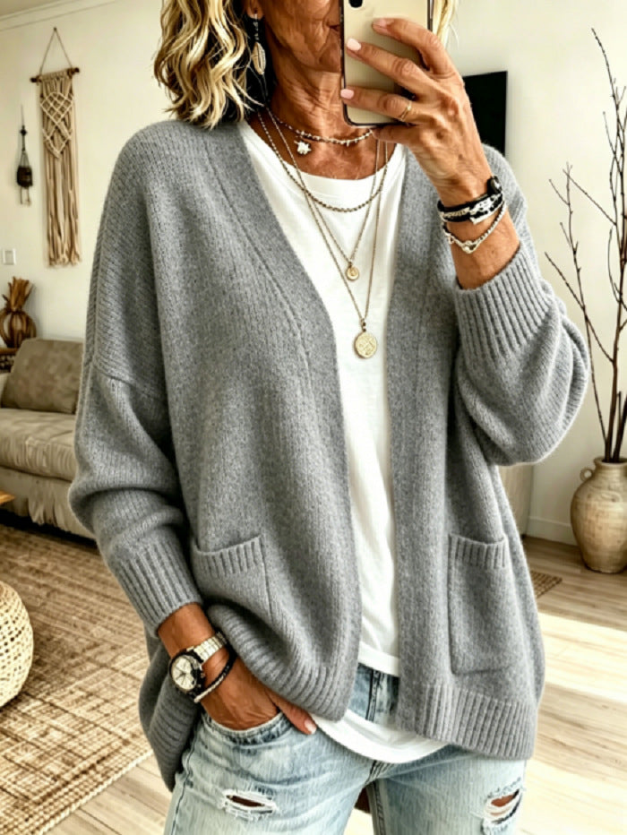 Women's Cozy Oversized Cardigan Open Front with Pockets