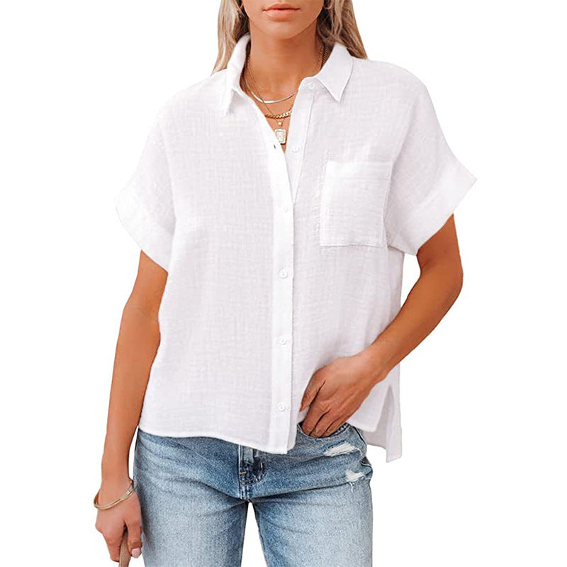 Cotton Linen Short-Sleeve Casual Shirt
