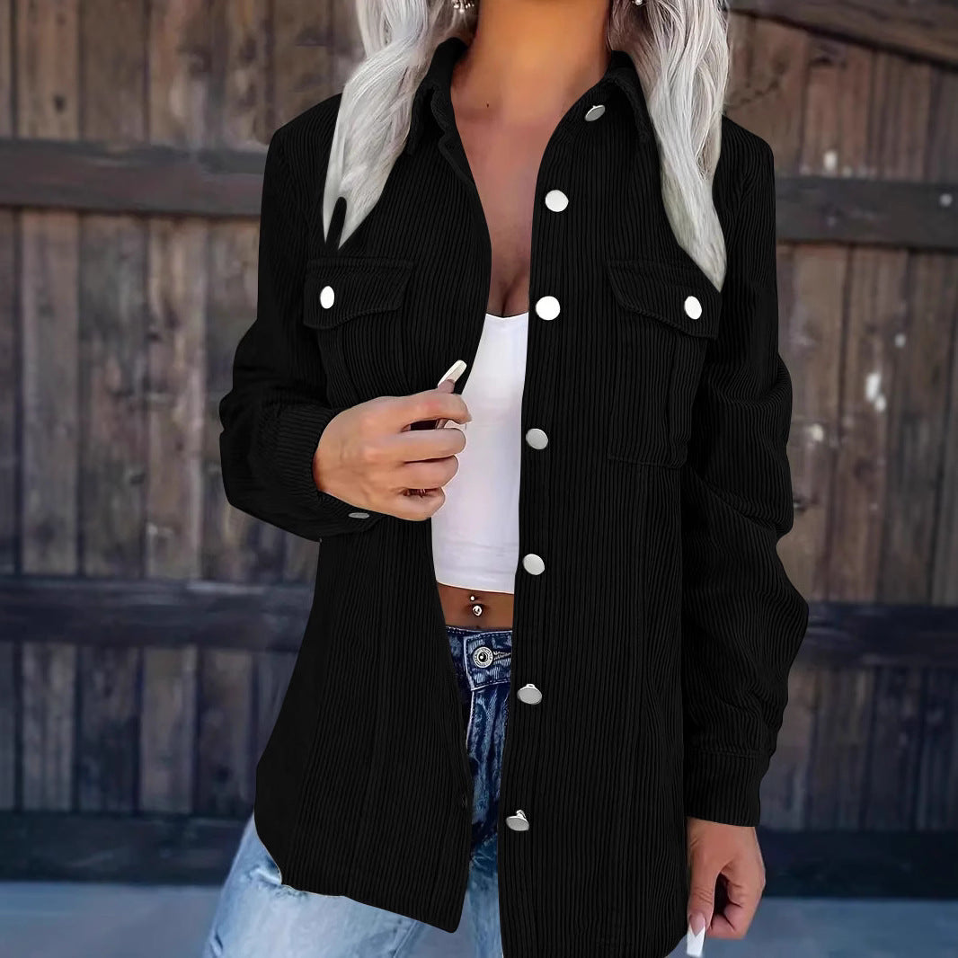 Women's Corduroy Shacket Button Down Oversized Jacket