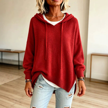 Women's Oversized Hooded Knit Sweater Pullover Drawstring