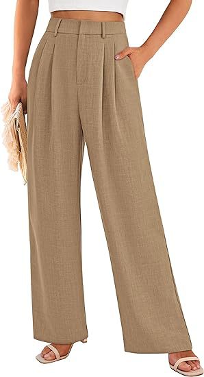 High Waist Wide Leg Trousers with Pockets