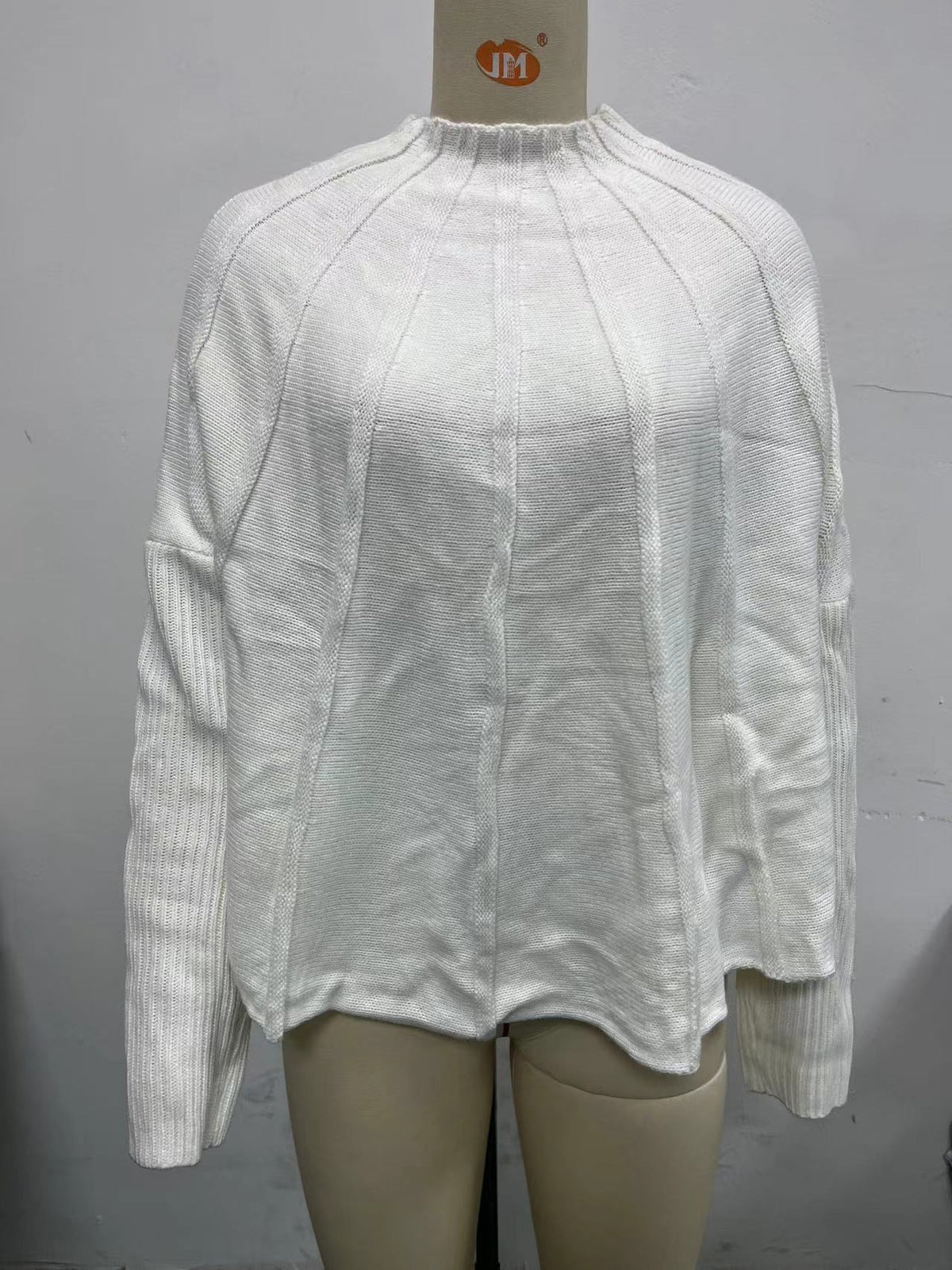 Women's Mock Neck Batwing Chunky Knit Pullover Sweater