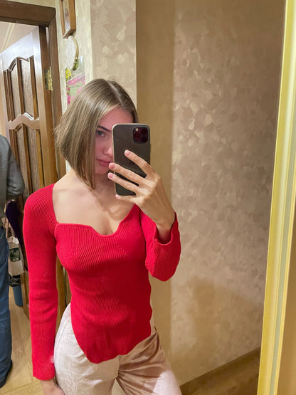 Women's Off Shoulder Ribbed Knit Fitted Sweater Top