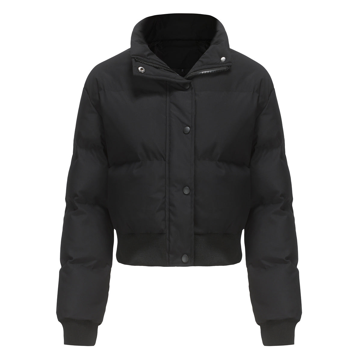 Women's Cropped Puffer Jacket High Neck Winter Coat