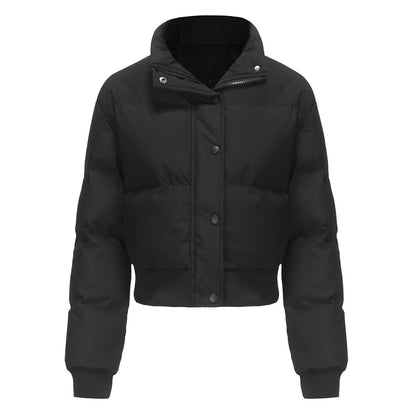 Women's Cropped Puffer Jacket High Neck Winter Coat