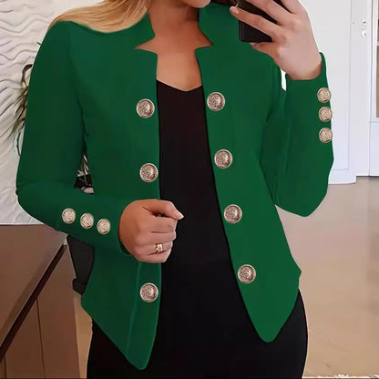 Women's Blazer Button Cuff Long Sleeve Jacket