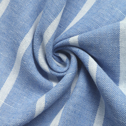 Blue Striped Button Down Shirt Oversized Resort Beach Blouse