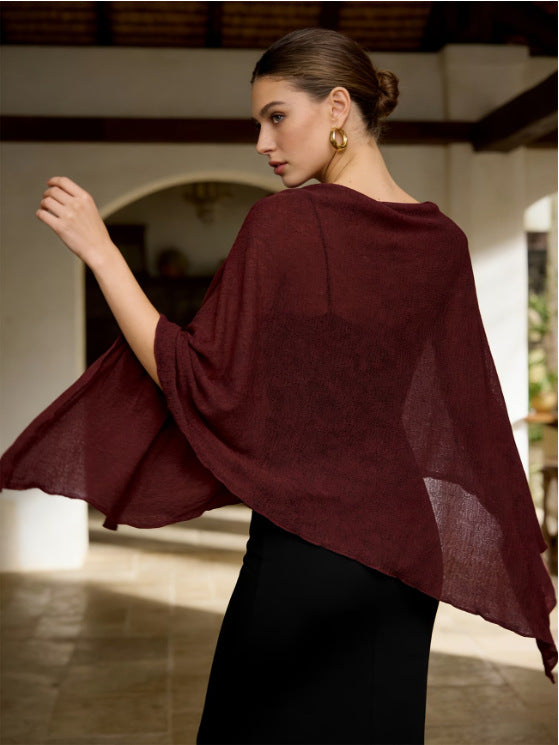 Sheer Chiffon Poncho Top Batwing Resort Cover Upr