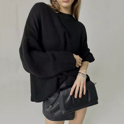 Women's Oversized Crewneck Chunky Knit Pullover Sweater