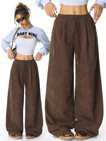 Women's High Waist Wide Leg Drawstring Casual Lounge Pants
