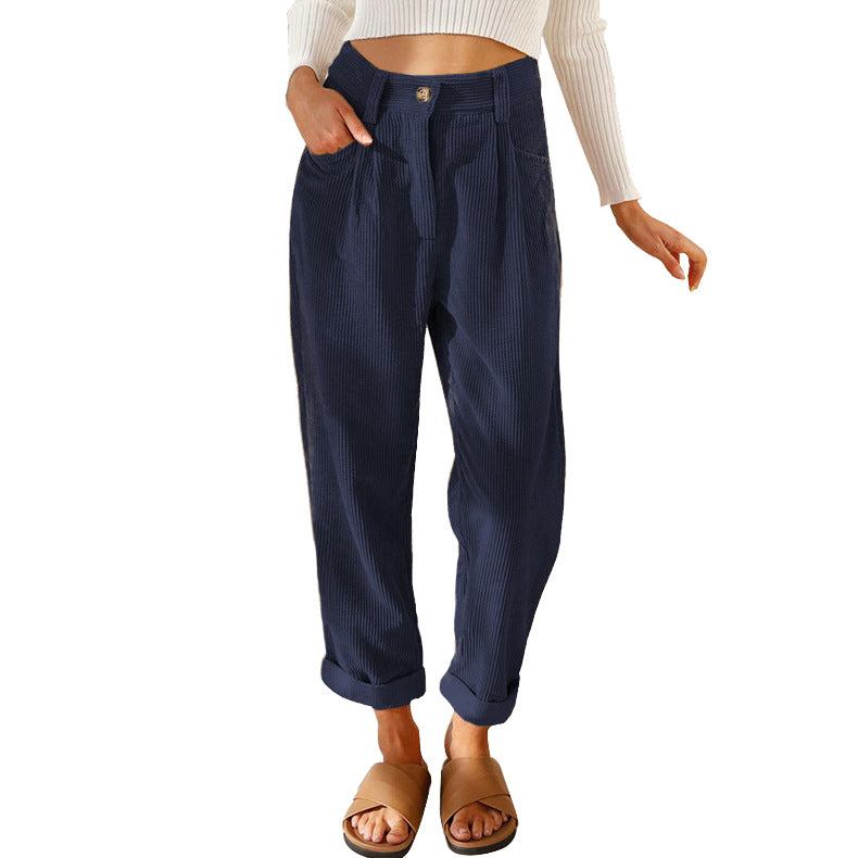 Women's Corduroy High Waisted Straight Leg Pants