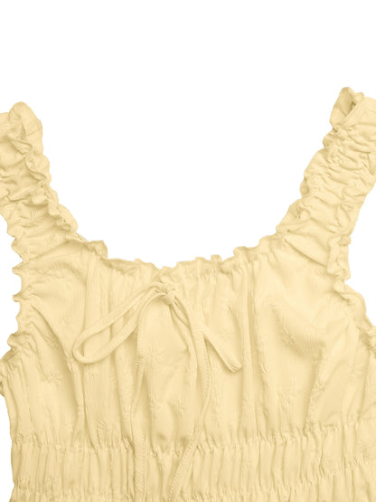 Square Neck Smocked Maxi Dress Ruffle Strap Sundress