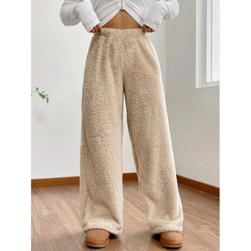 Women's Sherpa Fleece Wide Leg Pants Warm Cozy Casual