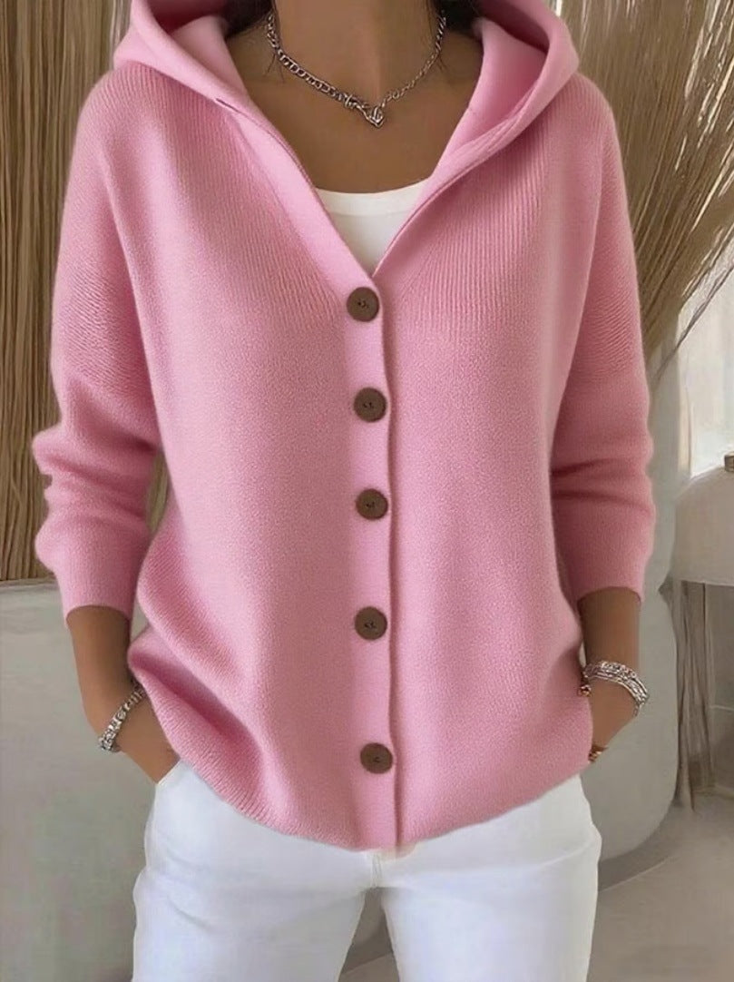 Women's Hooded Button Down Knit Cardigan Sweater