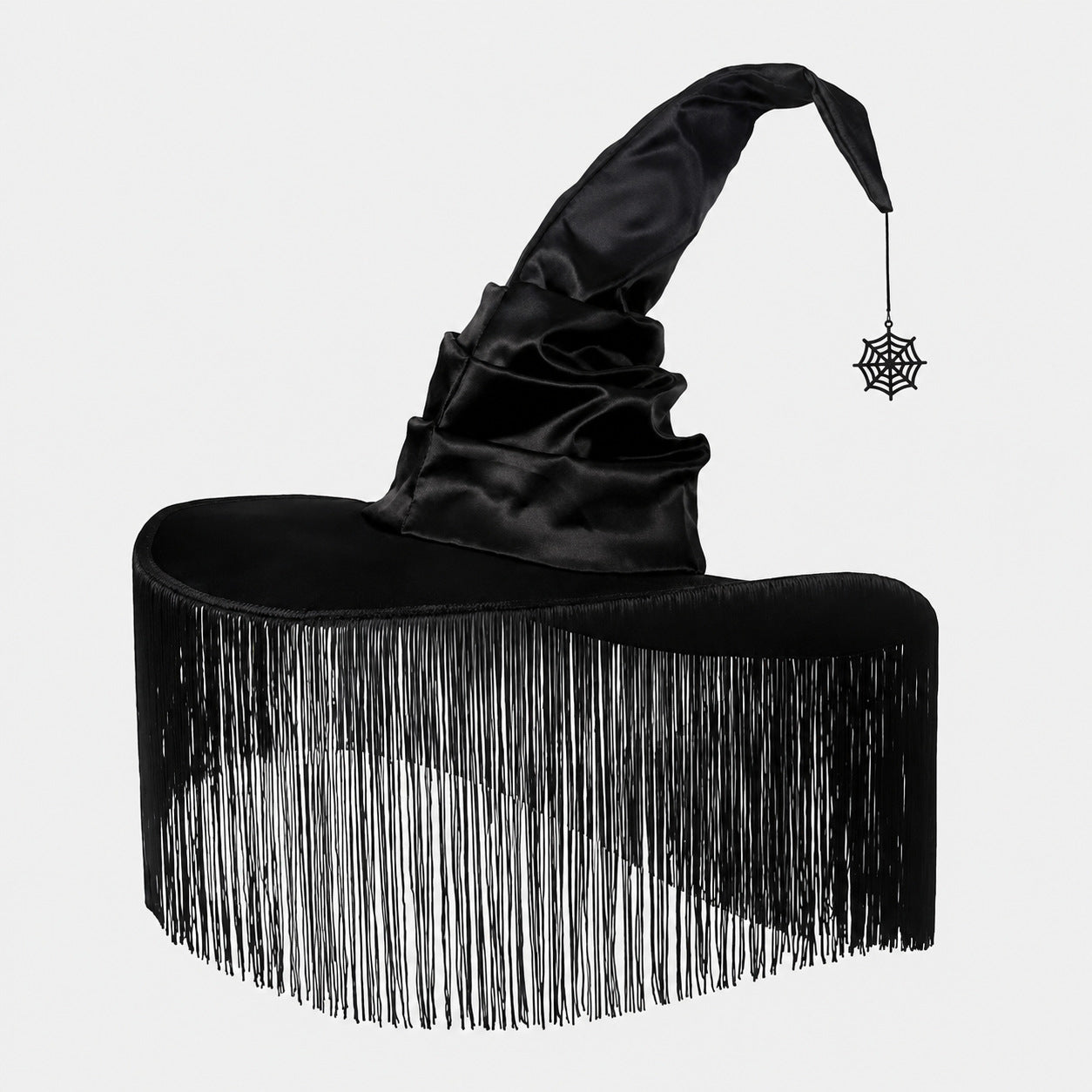 Fringe Witch Hat with Wide Brim for Halloween Costumes