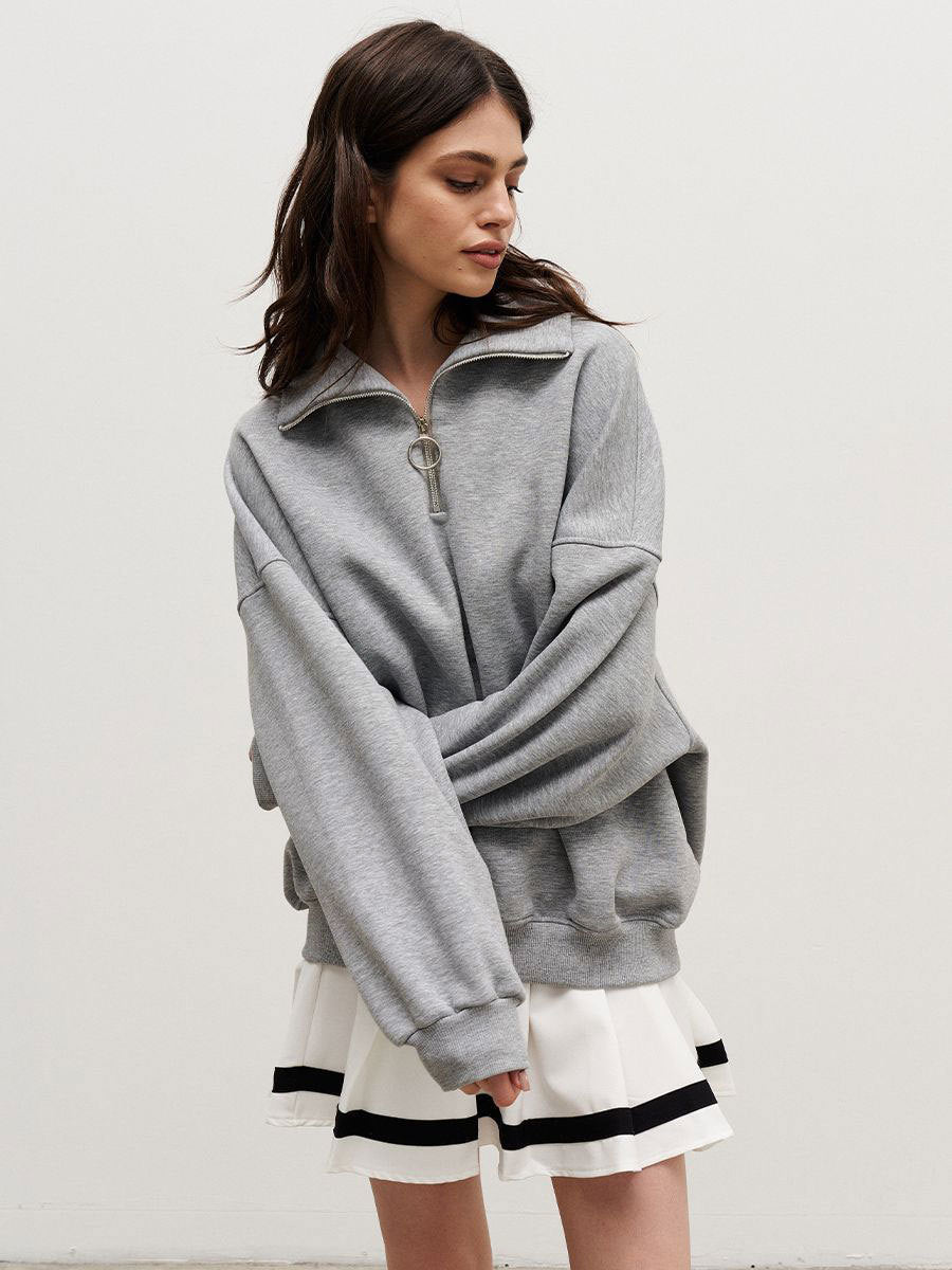 Oversized Quarter Zip Sweatshirt Women Casual Loose Fit