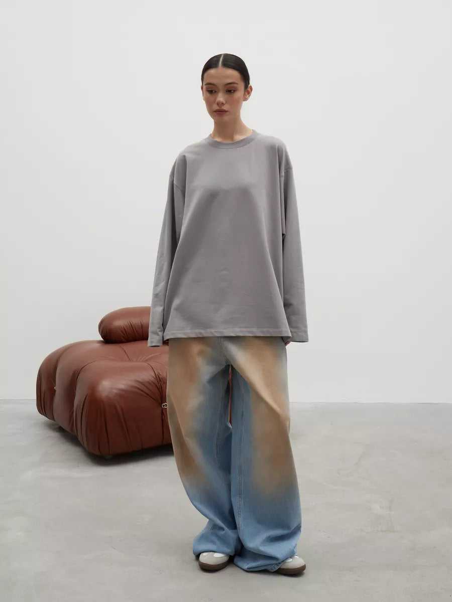 Heavyweight Cotton Long Sleeve Crewneck Oversized T Shirt