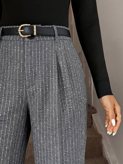 Pinstripe High Waist Wide Leg Dress Pants