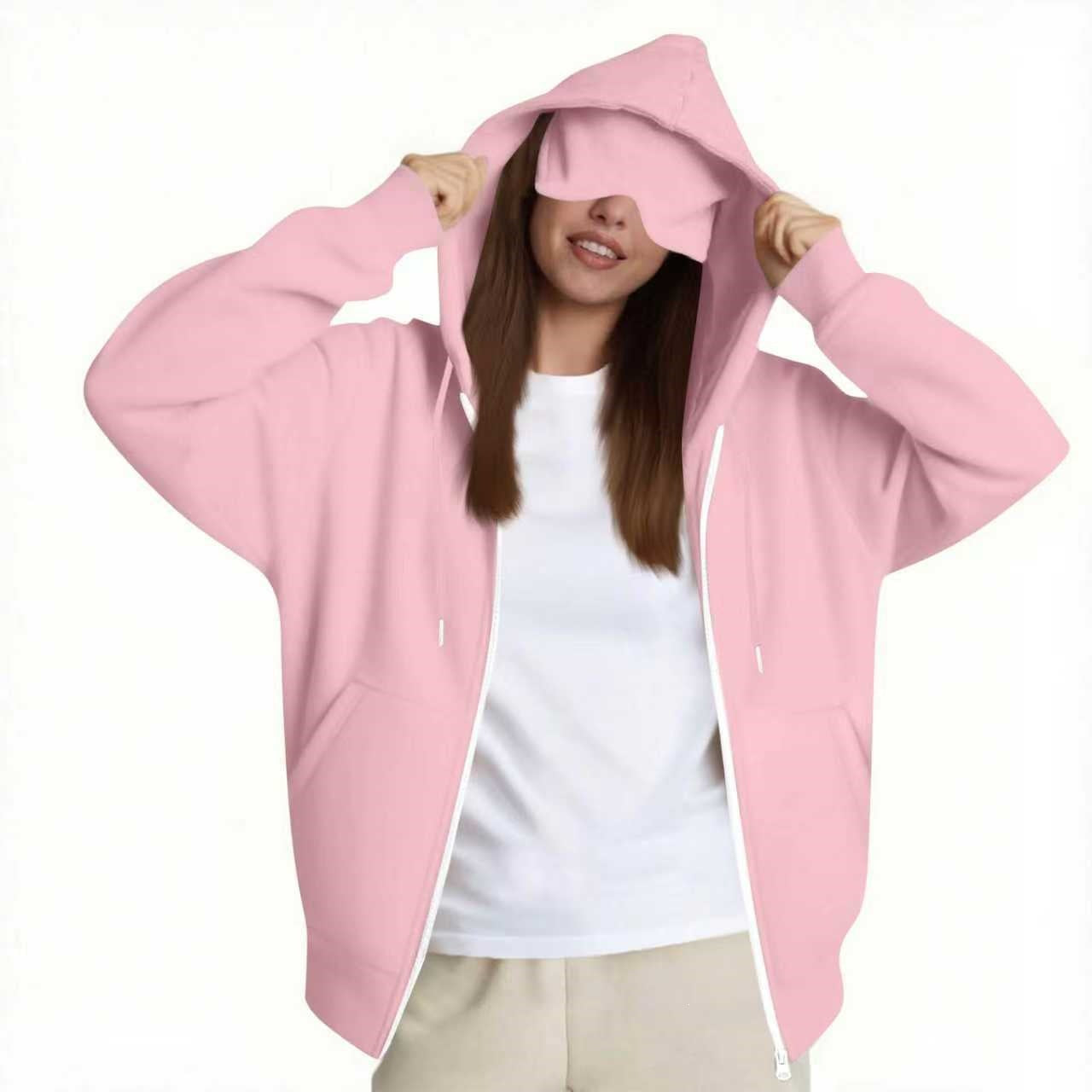 Oversized Zip Up Hoodie Women with Pockets