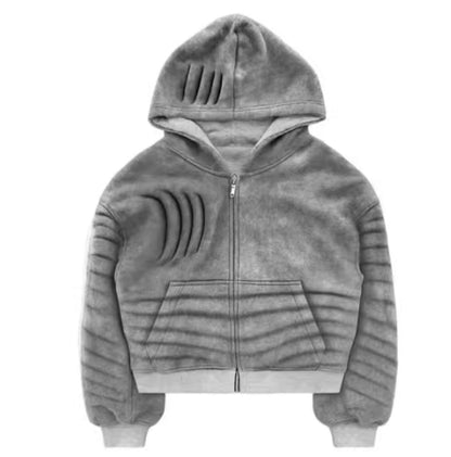Oversized Ombre Zip Up Hoodie Heavyweight Jacket