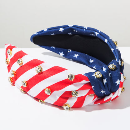 Rhinestone American Flag Headband Patriotic Game Day