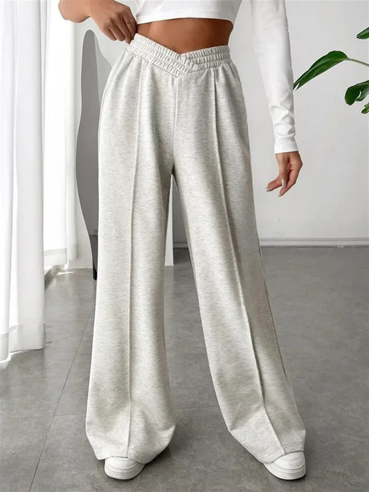 Women's Relaxed Wide Leg Cotton Pants Elastic Waist