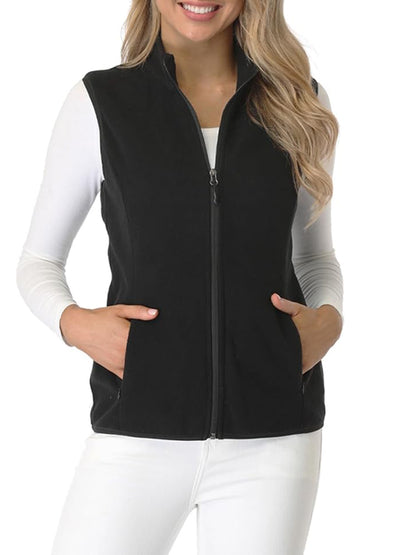 Women's Fleece Vest Zip Up Lightweight with Pockets