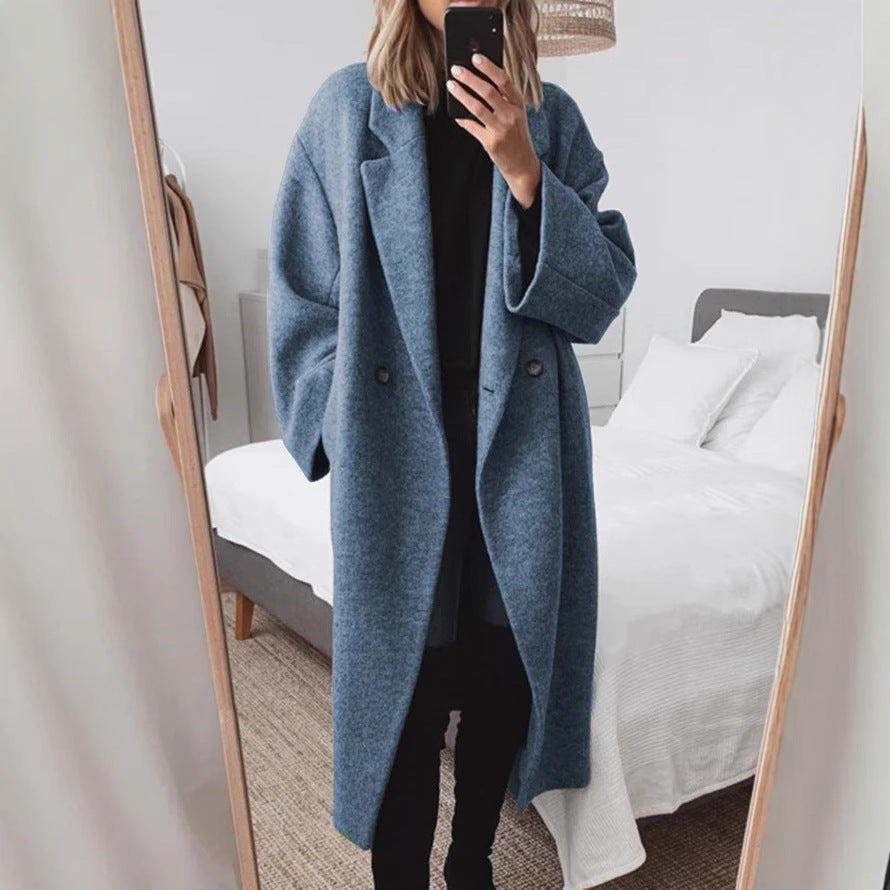 Women's Oversized Long Wool Coat Winter Trench Outerwear