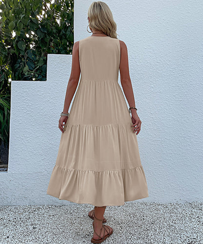 Sleeveless Tank Dress Loose Casual Solid Color Maxi Dress