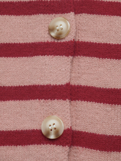 Striped Knit Cardigan Button Front Christmas Sweater