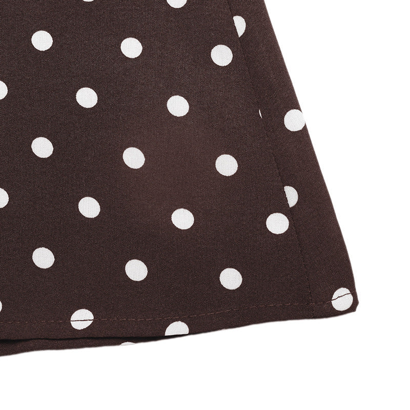 Brown Polka Dot Square Neck Sleeveless Maxi Dress Summer Vacation