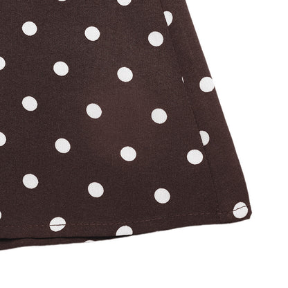 Brown Polka Dot Square Neck Sleeveless Maxi Dress Summer Vacation