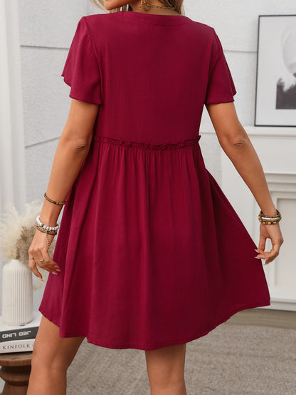 Bohemian V-Neck Ruffle Dress