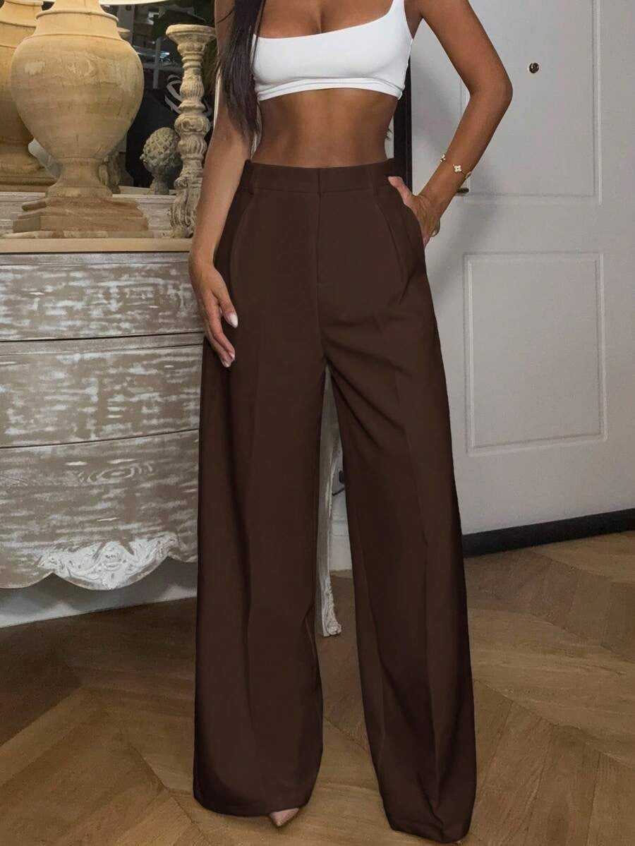 High Waisted Wide Leg Dress Pants Casual Work Trousers