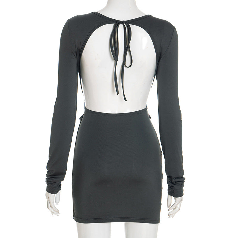 Women's Long Sleeve Crew Neck Bodycon Mini Dress