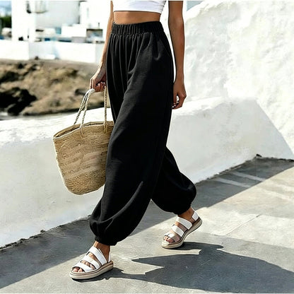 High Waist Balloon Beach Pants with Pockets