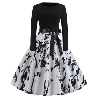 Vintage Plaid Long Sleeve Fit and Flare Midi Dress