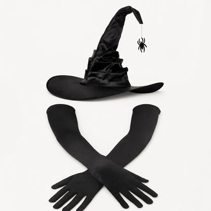 Halloween Witch Hat Long Gloves Costume Set